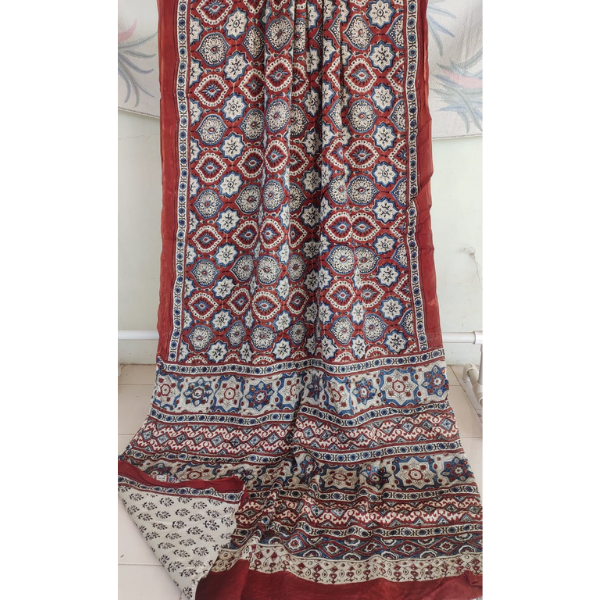 Ajrakh Block print Saree 